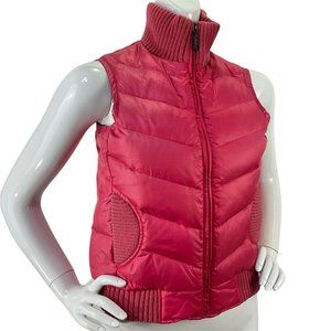 Burton Puffer Vest Womens Size XSmall Pink Goose Down Winter Ski Sweater Accents